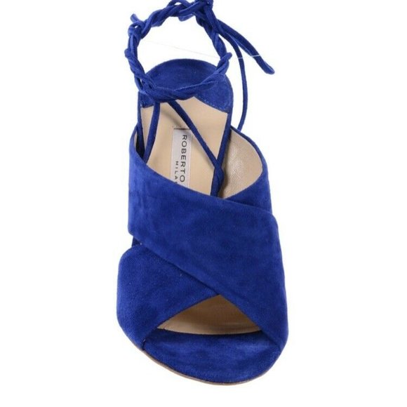 Roberto Festa Blue Suede Gold Heels / Sandals - Picture 9 of 13